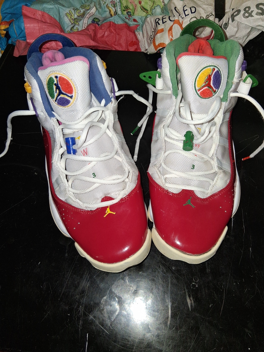 Nike Jordan Multicolor Men's Basketball Sneakers with Red Toe